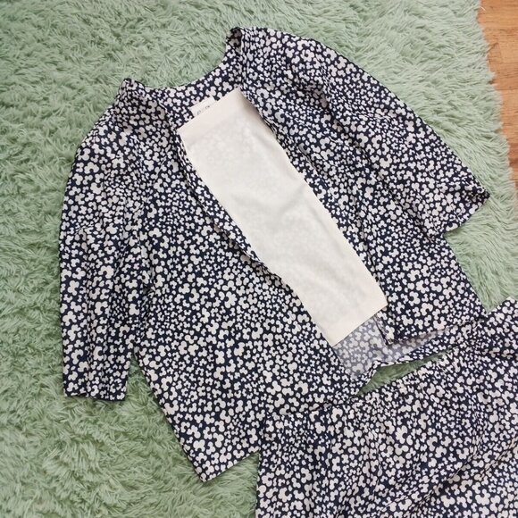 Vintage LYNN DAVIS Set of 2 Blouse + Skirt Floral Knit USA MADE Size 26W Padded - Picture 2 of 14